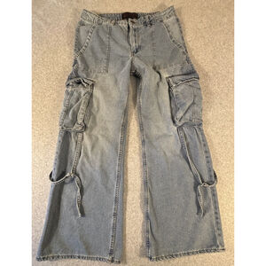 Love For Humanity Cargo Jeans Womens 28 Y2K Wide Leg Baggy Denim